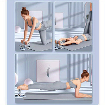 Sit Up Bar Floor, Portable Sit Up Exercise Equipment with 2 Strong Suction Cups and Adjustable Foot Holder, Abs Master Assistant Device for Home Workout with Massage Roller